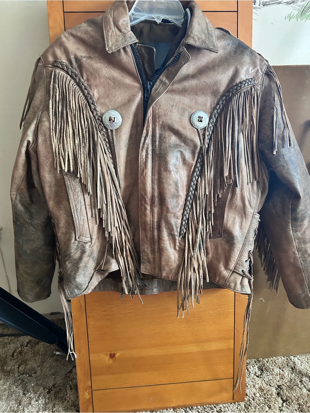 Adult Brown Fringe Leather Jacket